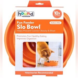 ⭐️Host Pick x2 ⭐️ Outward Hound Fun Feeder SLO Bowl Medium in Orange NWT